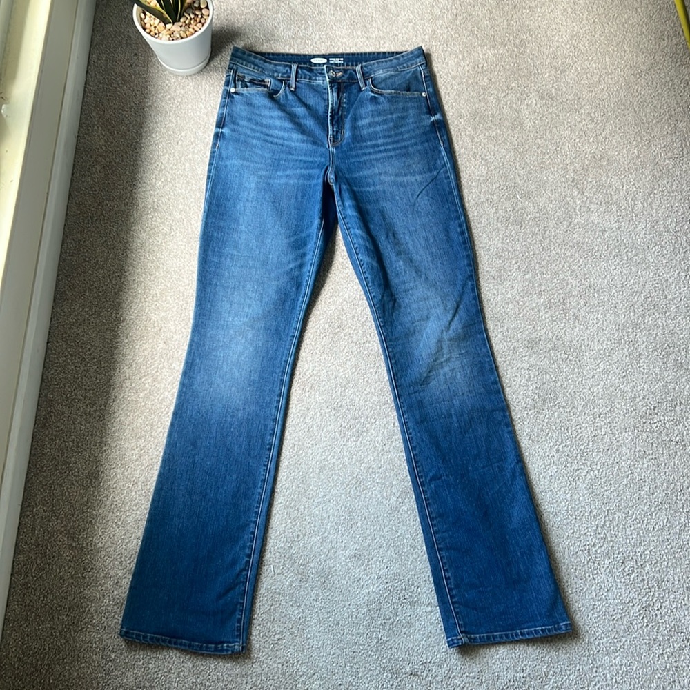 Old Navy Tall 12 High Rise Kicker Bootcut Jeans in medium indigo secret slim